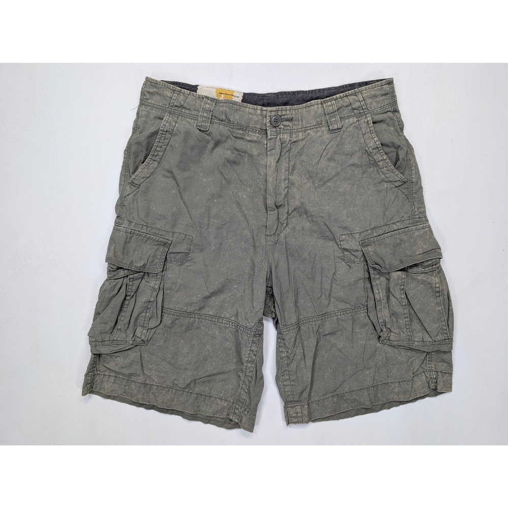 Chor Mens Cargo Shorts Size 33 Distressed Olive Green Cotton Utility Casual